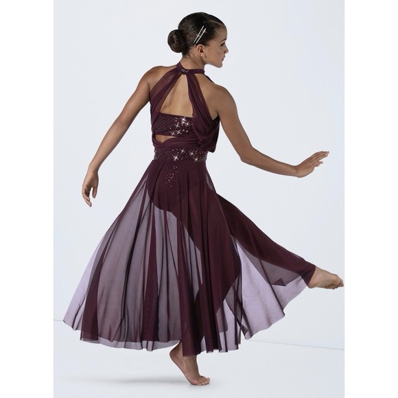Weissman Dresses & Skirts - WEISSMAN Dance costume mesh dress leotard LA adult L Maxi Purple 14155
